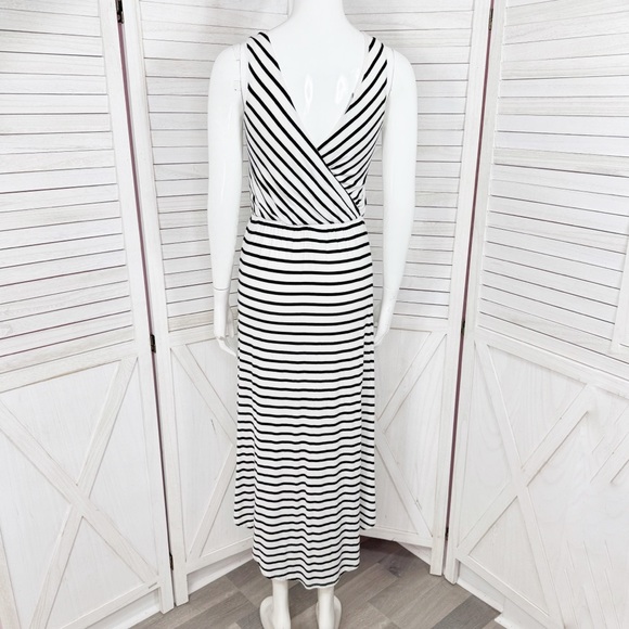 Y2K Bebe Striped Faux Wrap High Low Maxi Dress Sundress White Black Small - Picture 5 of 12